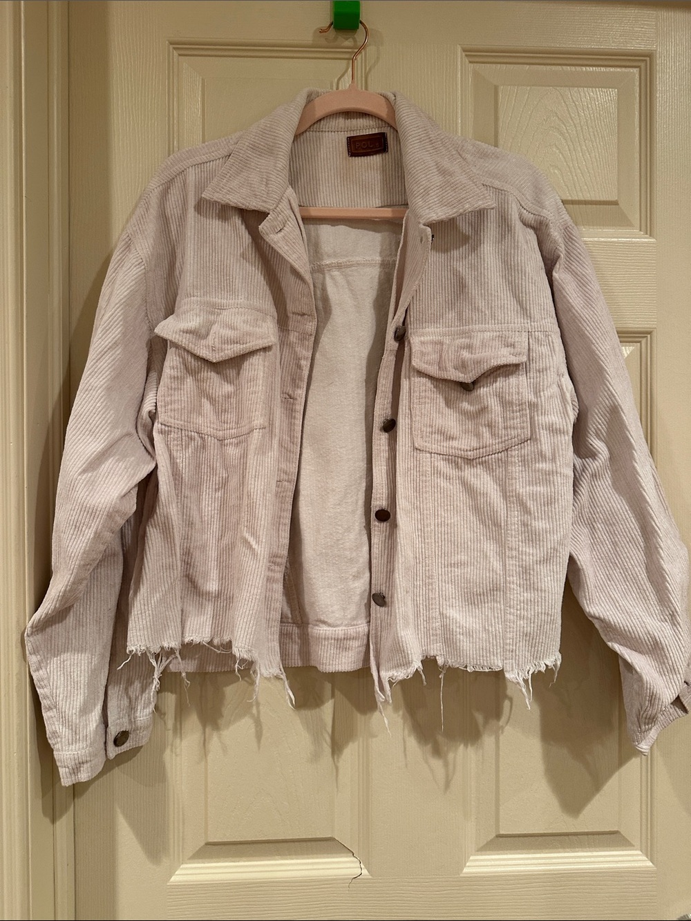 POL Light Beige Corduroy Button-Front Jacket